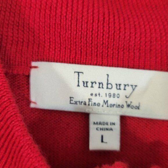 Turnbury Merino Wool Sweater Men's Sz Large Red Qtr Zip Long Sleeve Mock Co - Picture 3 of 11